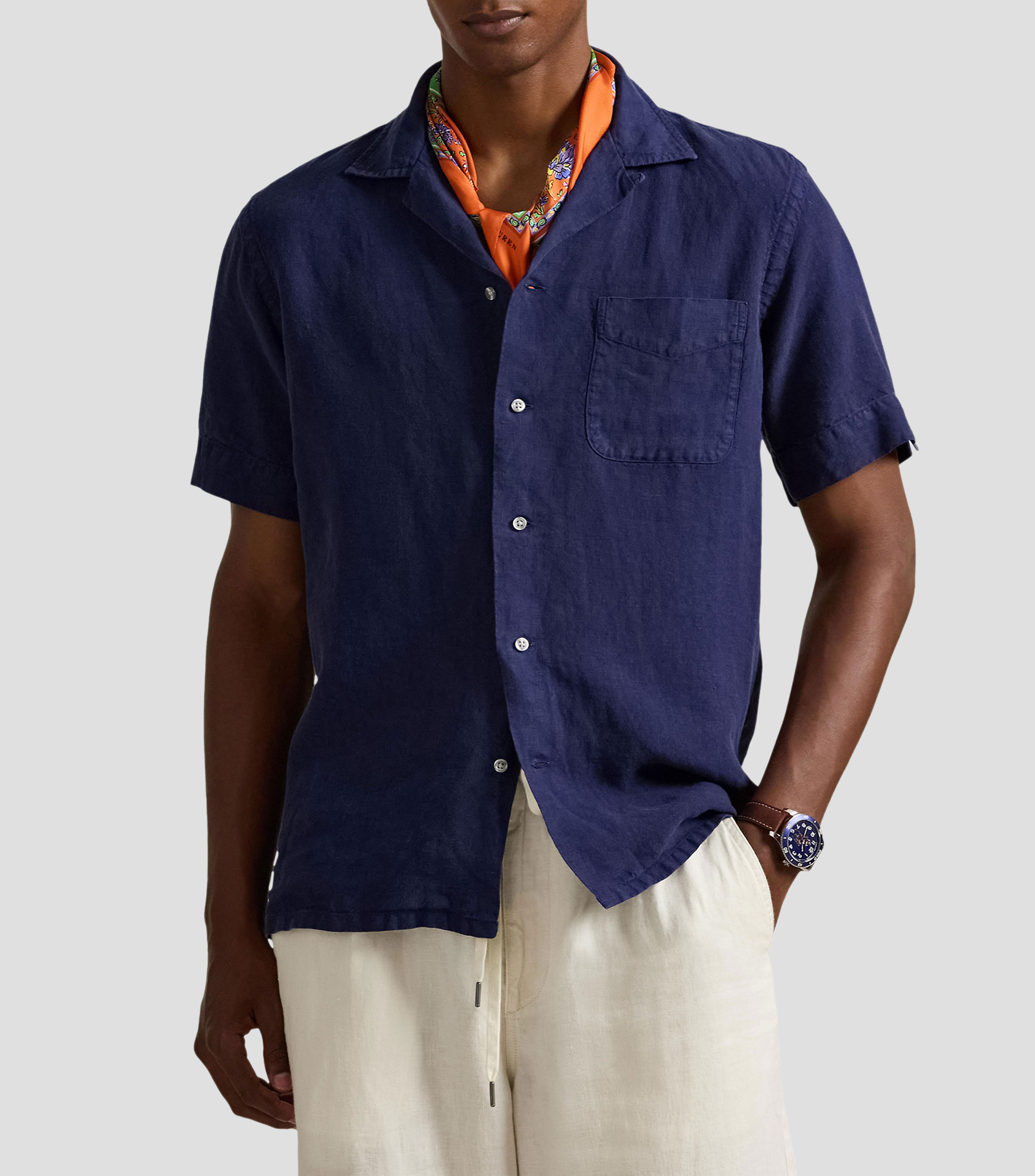 Camisa lisa manga corta Hombre